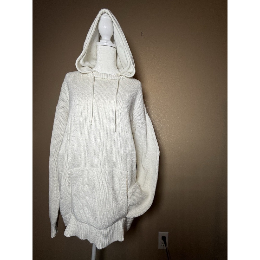 Liz Claiborne White Knit Hoodie Women's Size Large‎ Warm Cozy Pre-Loved Stylish